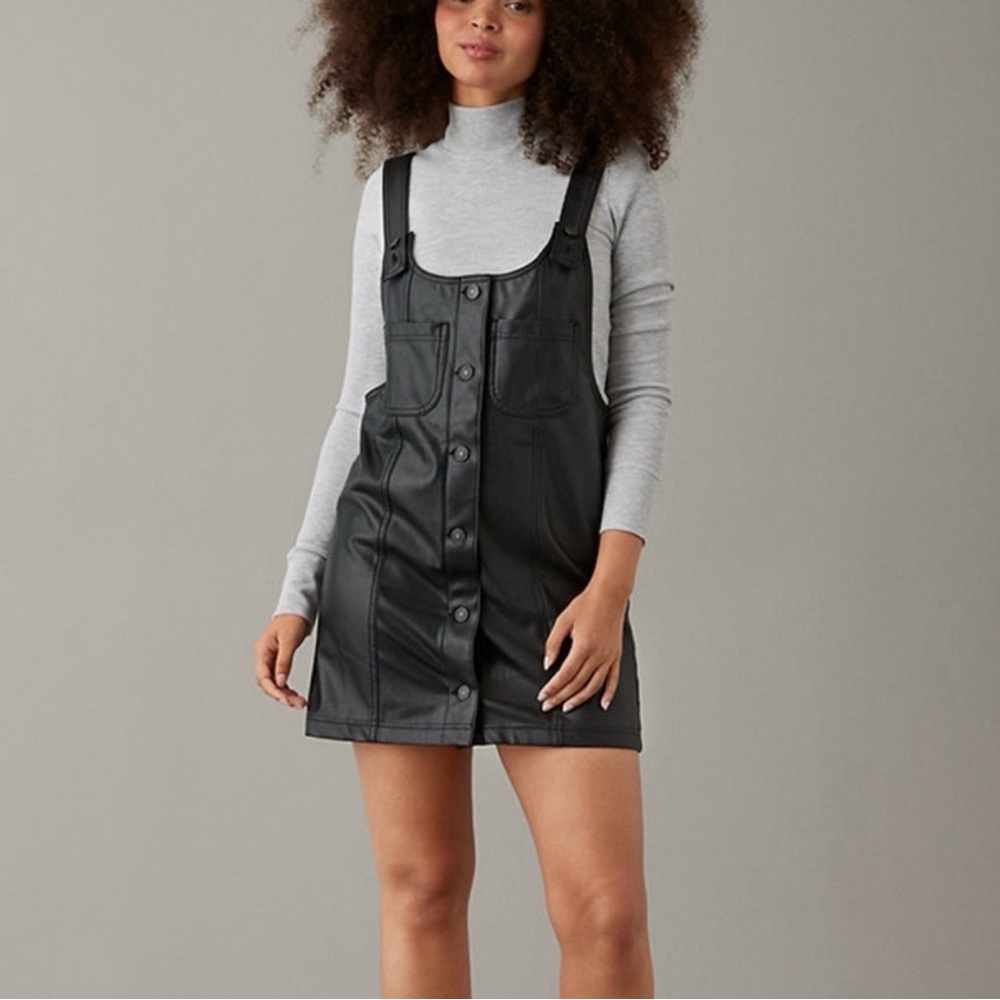 American Eagle Outfitters Black Leather-Style dress